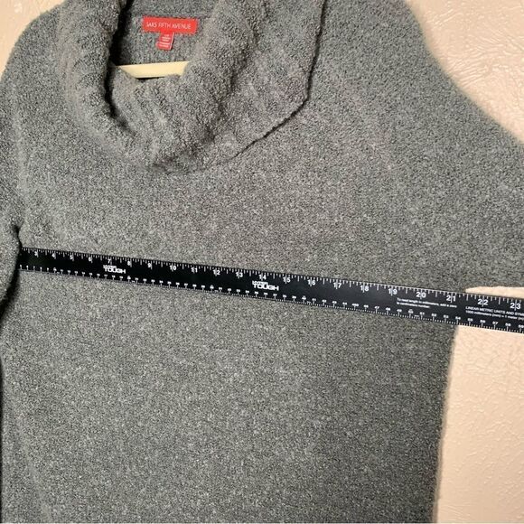 Saks fifth avenue popcorn knit wool blend turtleneck sweater tie cuffs gray - Picture 6 of 9